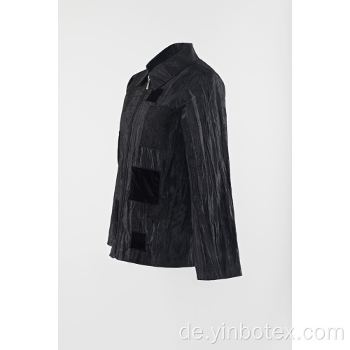 Schwarze gewebte Applikationsjacke